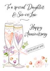 Traditional Anniversary Card - For Daughter And Son In Law - Champagne created by Katie Phythian Design