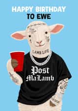 Funny Birthday Card - Post Malone - Post MaLamb created by Pink Peach Cards