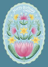 Folk Art Waterlily birthday card created by Watercolour Sky