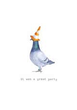 Funny Birthday Card - Party Pigeon - Traffic Cone created by Little Red Boots
