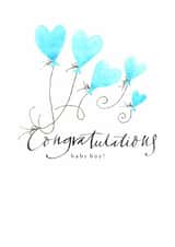 Cute New Baby Boy Hearts Balloons Card created by Gabrielle Solly Illustration