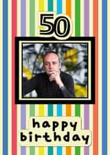 Personalised Birthday Photo Card created by size3art - Classic Birthday Card - 50th - Colourful Stripes