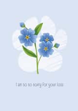 Pet sympathy card sorry for your loss dog forget-me-not card created by Hollie McManus Illustration