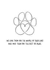 Simple pet sympathy card sorry for your loss dog paw print line created by Hollie McManus Illustration