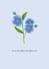 Sorry for your loss sympathy card forget me nots created by Hollie McManus Illustration