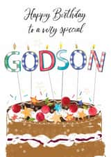 Traditional Birthday Card - For Godson - Cake created by Katie Phythian Design