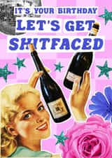 Funny Birthday Card - Let's Get Shitfaced - Maximalist Retro Collage created by Violet and Alfie