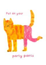Cute Birthday Card - Cat - Put On Your Party Pants created by Studio Molini