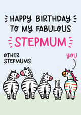 Cute Birthday Card - For Stepmum - Zebras created by Lyndsay Moon
