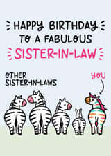 Cute Birthday Card - For Sister-In-Law - Zebras created by Lyndsay Moon