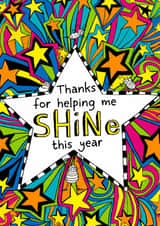 Cute Thank You Card - For Teacher - Helping Me Shine - Tom Gates created by Tom Gates
