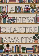 Cute book shelf card to celebrate someone getting a new job created by Wild Rose