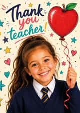 Cute Face Swap Thank You Teacher Card from the School Girl created by Iryna.Nimmo.Art