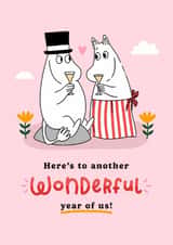 Romantic Anniversary Card - Another Wonderful Year - Moomin Pappa - Moomin Mamma created by Moomin Characters
