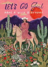 Arty Birthday Card - Western Cowgirl - Let's Go Girl created by Caroline Bonne Müller