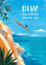 Classic Birthday Card - Dive Into Another Amazing Year created by Caroline Bonne Müller