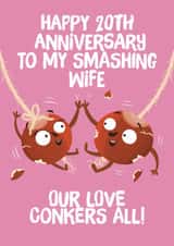 Cute Anniversary Card - 20th - For Wife - Conkers created by Hannah Jayne Lewin