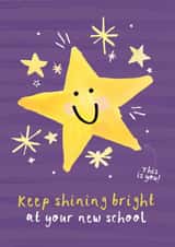 Cute Good Luck Card - Shine Bright At Your New School - Star created by Bow & Bell
