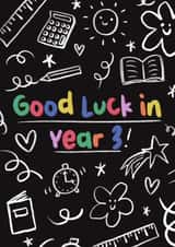 Cute Good Luck Card - Year 3 - Doodles created by Sarah Harding
