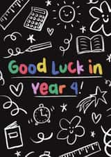 Cute Good Luck Card - Year 4 - Doodles created by Sarah Harding
