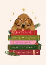 Cute Christmas Card - Dog - Stack Of Books created by Studio Mads