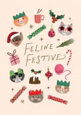Cute Christmas Card - Feline Festive - Cats created by Studio Mads