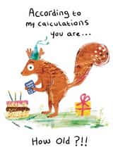 Funny Birthday Card - Squirrel - According To My Calculations created by Corcutt Collective