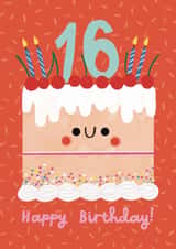 Cute 16th Birthday Card - Cake - Candles created by Alice Mole Illustration