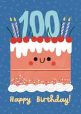 Cute 100th Birthday Card - Cake - Candles created by Alice Mole Illustration