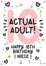 Cute 18th Birthday card for your Niece created by Lyndsay Moon