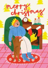 Cute Christmas Card - Christmas Nap - Dog created by AbiGoLucky
