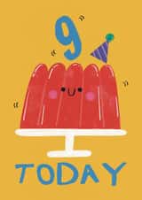 Cute 9th Birthday Card - Jelly - Party Hat created by Alice Mole Illustration