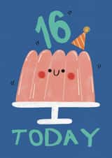 Cute 16th Birthday Card - Jelly - Party Hat created by Alice Mole Illustration