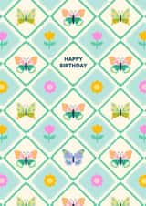 Cute Happy Birthday Card for friends and loved ones - Butterfly - Floral created by Jessica Rachel Sharp