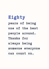 Classic Birthday Card - 80th - One Of The Best People Around created by @Hurray Haus