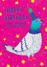 Pink Pigeon Pun Happy Birthday Card For Friend - Happy Birthday To Coo! created by Bethany Evelyn