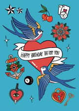 Tattoo Birthday Card, Alternative Style Birthday Card, Birthday Card for Him, created by Sinead McArdle