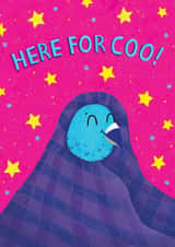 Cute Thinking Of You Or Get Well Pigeon Card For Loved One - Here For Coo! created by Bethany Evelyn