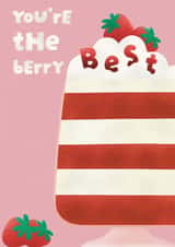 Cute Birthday Card for Friend or Mum - Punny Strawberry Panna Cotta Jelly created by Goody Layers Cards