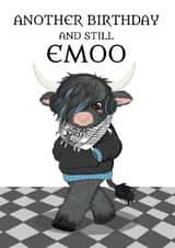 Funny Emo Birthday Card – Emo Cow Pun – Another Birthday, Still Emo created by @Cupsie's Creations