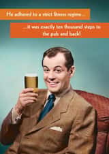 Funny Birthday Card - Fitness Regime - Pub Steps created by Quitting Hollywood
