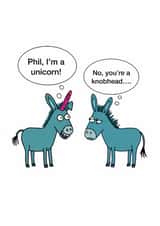 Funny Birthday Card - Unicorn - Knobhead created by Fat Cat Cards