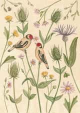 Pretty Just Because Card - Goldfinch Birds - Flowers created by Zoe Pearl