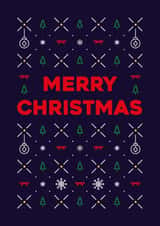 English, Merry Christmas, classic, cute Christmas pattern card for anyone. created by Pens & Pixels