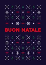 Italian, Buon Natale, classic, cute Christmas pattern card for anyone. created by Pens & Pixels