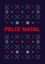 Portuguese, Feliz Natal, classic, cute Christmas pattern card for anyone. created by Pens & Pixels