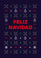 Spanish, Feliz Navidad, classic, cute Christmas pattern card for anyone. created by Pens & Pixels