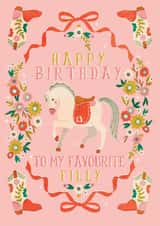 Cute Retro Floral Cowgirl Horse Birthday Card for Girl Daughter or Friend created by THE PRINTED SQUARE STUDIO