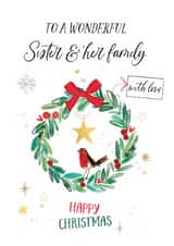 Classic Christmas Card - For Sister & Her Family - Wreath created by Katie Phythian Design