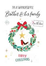 Classic Christmas Card - For Brother & His Family - Wreath created by Katie Phythian Design